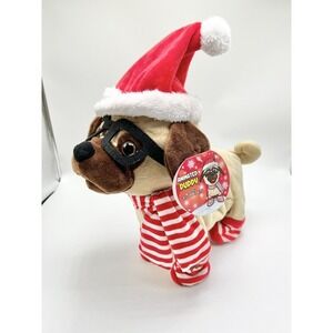 MACY'S Wiggle & Sing Animated Musical Plush Dog With Santa's Hat 14x13x7